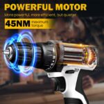 Driver Power Combi Drill Kit Electric Screwdriver Set with 2-Speed, 18+1 Torque 3/8" Chuck Handheld Drills with Li-Ion Battery, Carry Box, LED Work Light, 26pcs Drill Bits - Image 3