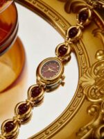 1pc Women's Burgundy Garnet Vintage French Retro High-Quality Elegant Luxury Bracelet Watch, Suitable For Holiday Gifts - Image 8