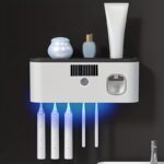 Sanitizer with Automatic Toothpaste Dispenser - Wall Mounted, 5 Slots Storage, Durable Plastic, USB Rechargeable Lithium Battery, Modern Bathroom Organizer & Home Decor, Bathroom Toothbrush Holder - Image 2
