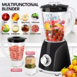 Multifunctional Blender- Blender And Food Processor Combo with 1.4L Jug & 300ml Travel Cup, 3-Speed Professional Smoothie Maker for Shakes,Juicing, Grinding, Sauce, Ideal Gift for Kitchen, Home,Portable, Travel Use (Silvery), Mother's Day Gift/Valentine's Gift. - Image 3