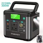 Portable Power Bank Power Station | 222Wh Lithium Battery Solar Generator with 300W AC Outlet, USB-C PD 65W, Ideal for Camping, Travel, Fishing, RV, Laptops, Smartphones