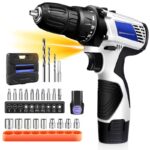 Driver Power Combi Drill Kit Electric Screwdriver Set with 2-Speed, 18+1 Torque 3/8" Chuck Handheld Drills with Li-Ion Battery, Carry Box, LED Work Light, 26pcs Drill Bits