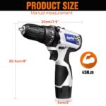 Driver Power Combi Drill Kit Electric Screwdriver Set with 2-Speed, 18+1 Torque 3/8" Chuck Handheld Drills with Li-Ion Battery, Carry Box, LED Work Light, 26pcs Drill Bits - Image 4