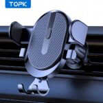 TOPK Car Phone Holder Mount, [Upgrade Auto Locking] Universal Phone Holder With Hook Clip For Car Air Vent Compatible With Cellphones