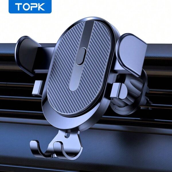 TOPK Car Phone Holder Mount, [Upgrade Auto Locking] Universal Phone Holder With Hook Clip For Car Air Vent Compatible With Cellphones