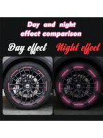 20pcs Car Wheel Hub Reflective Sticker, Colorful & Luminous Pink Rim Decorative Stripe Sticker For Night Use - Image 5