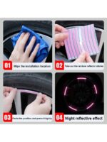 20pcs Car Wheel Hub Reflective Sticker, Colorful & Luminous Pink Rim Decorative Stripe Sticker For Night Use - Image 4