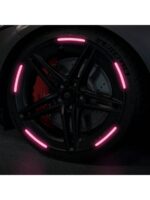 20pcs Car Wheel Hub Reflective Sticker, Colorful & Luminous Pink Rim Decorative Stripe Sticker For Night Use - Image 2