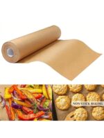 1 Roll, Heavy Duty Unbleached Parchment Paper Roll For Baking, Cooking, Grilling, Air Fryer And Steaming - Non-Stick, Silicone Oil Coated - Kitchen Accessories And Home Kitchen Items Back To School