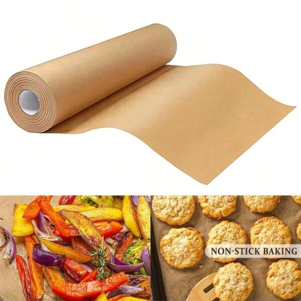 1 Roll, Heavy Duty Unbleached Parchment Paper Roll For Baking, Cooking, Grilling, Air Fryer And Steaming - Non-Stick, Silicone Oil Coated - Kitchen Accessories And Home Kitchen Items Back To School