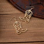 1 Pair Western Cowboy Style Hollow Floral Print Cowgirl Boots, Versatile And Fashion Forward Earrings For Women