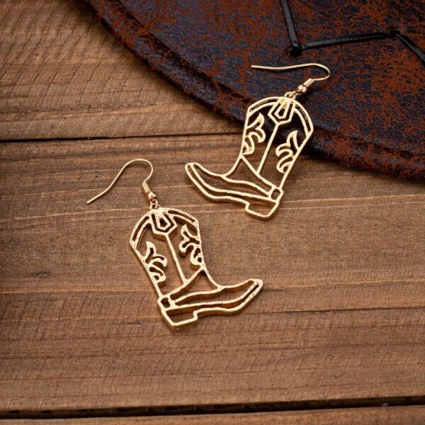1 Pair Western Cowboy Style Hollow Floral Print Cowgirl Boots, Versatile And Fashion Forward Earrings For Women