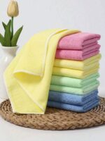 10pcs Thick Kitchen Cleaning Cloths/Rags, Multi-Color, Bamboo Fiber Material, Highly Absorbent, Non-Shedding, Non-Greasy, 9.8"X9.8", Hand Wash Only, Suitable For Kitchen, Bathroom, Home Cleaning - Image 3