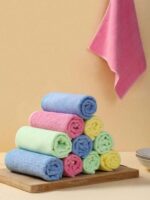 10pcs Thick Kitchen Cleaning Cloths/Rags, Multi-Color, Bamboo Fiber Material, Highly Absorbent, Non-Shedding, Non-Greasy, 9.8"X9.8", Hand Wash Only, Suitable For Kitchen, Bathroom, Home Cleaning - Image 4
