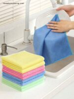 10pcs Thick Kitchen Cleaning Cloths/Rags, Multi-Color, Bamboo Fiber Material, Highly Absorbent, Non-Shedding, Non-Greasy, 9.8"X9.8", Hand Wash Only, Suitable For Kitchen, Bathroom, Home Cleaning - Image 6