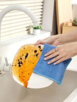 10pcs Thick Kitchen Cleaning Cloths/Rags, Multi-Color, Bamboo Fiber Material, Highly Absorbent, Non-Shedding, Non-Greasy, 9.8"X9.8", Hand Wash Only, Suitable For Kitchen, Bathroom, Home Cleaning - Image 2