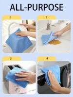 10pcs Thick Kitchen Cleaning Cloths/Rags, Multi-Color, Bamboo Fiber Material, Highly Absorbent, Non-Shedding, Non-Greasy, 9.8"X9.8", Hand Wash Only, Suitable For Kitchen, Bathroom, Home Cleaning - Image 5