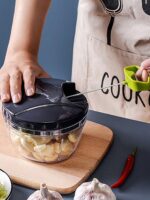 1pc Kitchen Vegetable Chopper,Multi-Functional Manual Food Processor Vegetable Chopper, Portable Hand Pull String Garlic Mincer Onion Cutter For Veggies, Ginger, Fruits, Nuts, Herbs, Etc., (500ml, 900ml Two Sizes Available)Grey, Christmas - Image 12