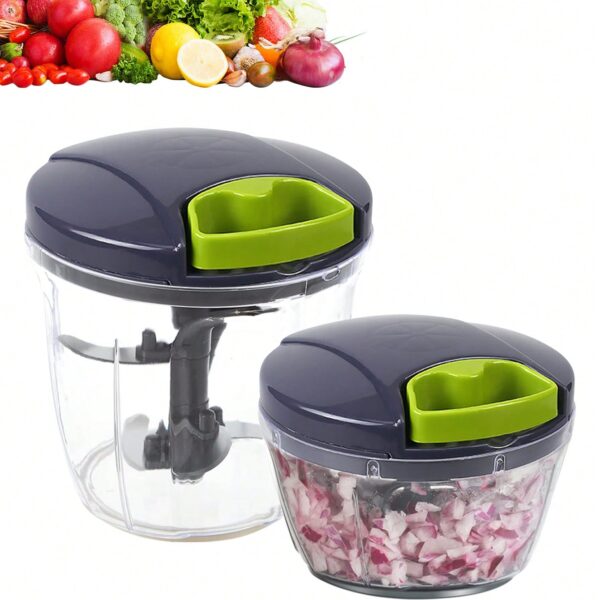 1pc Kitchen Vegetable Chopper,Multi-Functional Manual Food Processor Vegetable Chopper, Portable Hand Pull String Garlic Mincer Onion Cutter For Veggies, Ginger, Fruits, Nuts, Herbs, Etc., (500ml, 900ml Two Sizes Available)Grey, Christmas