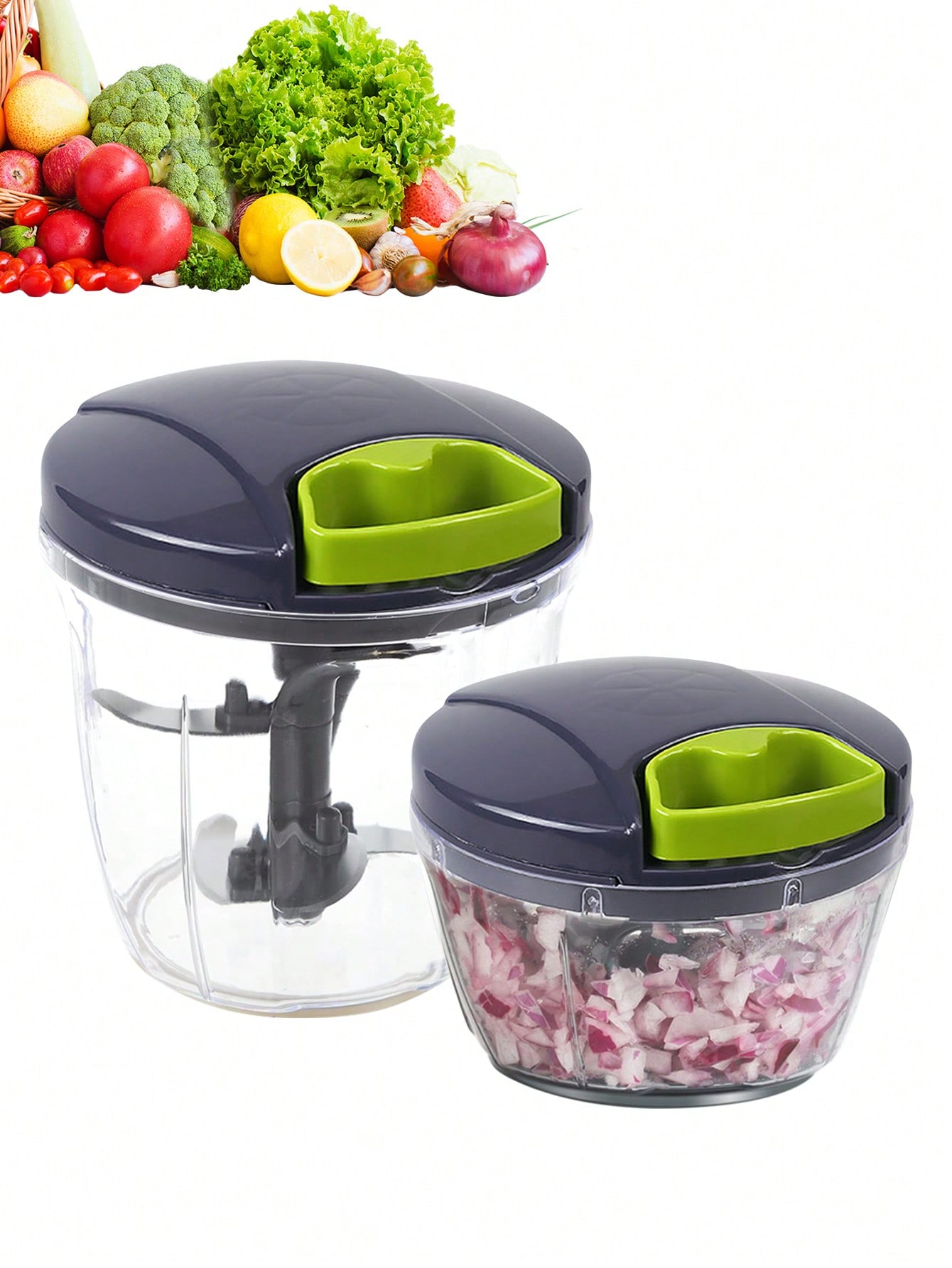 http___img.ltwebstatic.com_v4_j_pi_2025_08_02_5a_1754127357c64489fad1329c602b65e1b20b392e16 1pc Kitchen Vegetable Chopper,Multi-Functional Manual Food Processor Vegetable Chopper, Portable Hand Pull String Garlic Mincer Onion Cutter For Veggies, Ginger, Fruits, Nuts, Herbs, Etc., (500ml, 900ml Two Sizes Available)Grey, Christmas - Image 1