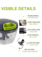 1pc Kitchen Vegetable Chopper,Multi-Functional Manual Food Processor Vegetable Chopper, Portable Hand Pull String Garlic Mincer Onion Cutter For Veggies, Ginger, Fruits, Nuts, Herbs, Etc., (500ml, 900ml Two Sizes Available)Grey, Christmas - Image 6
