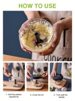 1pc Kitchen Vegetable Chopper,Multi-Functional Manual Food Processor Vegetable Chopper, Portable Hand Pull String Garlic Mincer Onion Cutter For Veggies, Ginger, Fruits, Nuts, Herbs, Etc., (500ml, 900ml Two Sizes Available)Grey, Christmas - Image 7