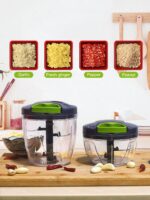 1pc Kitchen Vegetable Chopper,Multi-Functional Manual Food Processor Vegetable Chopper, Portable Hand Pull String Garlic Mincer Onion Cutter For Veggies, Ginger, Fruits, Nuts, Herbs, Etc., (500ml, 900ml Two Sizes Available)Grey, Christmas - Image 5