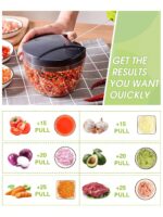 1pc Kitchen Vegetable Chopper,Multi-Functional Manual Food Processor Vegetable Chopper, Portable Hand Pull String Garlic Mincer Onion Cutter For Veggies, Ginger, Fruits, Nuts, Herbs, Etc., (500ml, 900ml Two Sizes Available)Grey, Christmas - Image 4