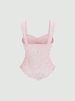 Sweetra New Spring/Summer Wide Strap Bow Textured Fabric Top, Sweet & Fashionable, Suitable For Daily Wear - Image 2