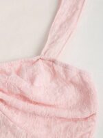 Sweetra New Spring/Summer Wide Strap Bow Textured Fabric Top, Sweet & Fashionable, Suitable For Daily Wear - Image 5