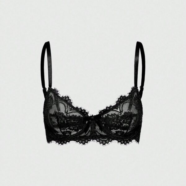 ROMWE Goth Women's Fashion Floral Lace Underwire Triangle Cup Bra
