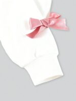 SHEIN Elladie kids 2pcs/Set Girls' Sweet & Cool 3D Bow Decor White Top + Black Flare Pants Outfit, Black Top With Multiple Pink Bows, Fashionable Fuchsia Flare Pants, Sweet & Stylish Vibe Suitable For Back To School, Outings, Street Style - Image 4
