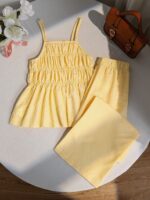 SHEIN Girls Striped Bow Camisole Top And Straight Leg Pants Summer Vacation Outfit - Image 7
