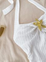 SHEIN Teen Girls Jacquard Knit Sleeveless Bodycon Dress White Teen Outfit White Vacation Dress White Dress Summer White Summer Outfits For Girls Girl White Dress For Beach - Image 4