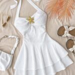 SHEIN Teen Girls Jacquard Knit Sleeveless Bodycon Dress White Teen Outfit White Vacation Dress White Dress Summer White Summer Outfits For Girls Girl White Dress For Beach