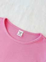 Tween Girls Ditsy Floral T-Shirt & Shorts Co-Ord Set, Casual Vacation Round Neck Short Sleeve Ribbed Knit Top And Patterned Shorts, Suitable For Daily Wear And Beach Holiday Cute Short Sets Pink Outfit For Girls Summer Summer Sets For Girl Spring Set For Girls Pink Teen Girl Clothes 2 Pc Set Summer Outfits For Girls Cute Girl Outfit Spring Outfits For Girls Girl Outfit Sets Summer - Image 3