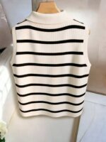 Airaco Women's Casual Elegant Knitted Collared Striped Tank Top - Image 3