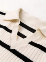 Airaco Women's Casual Elegant Knitted Collared Striped Tank Top - Image 5