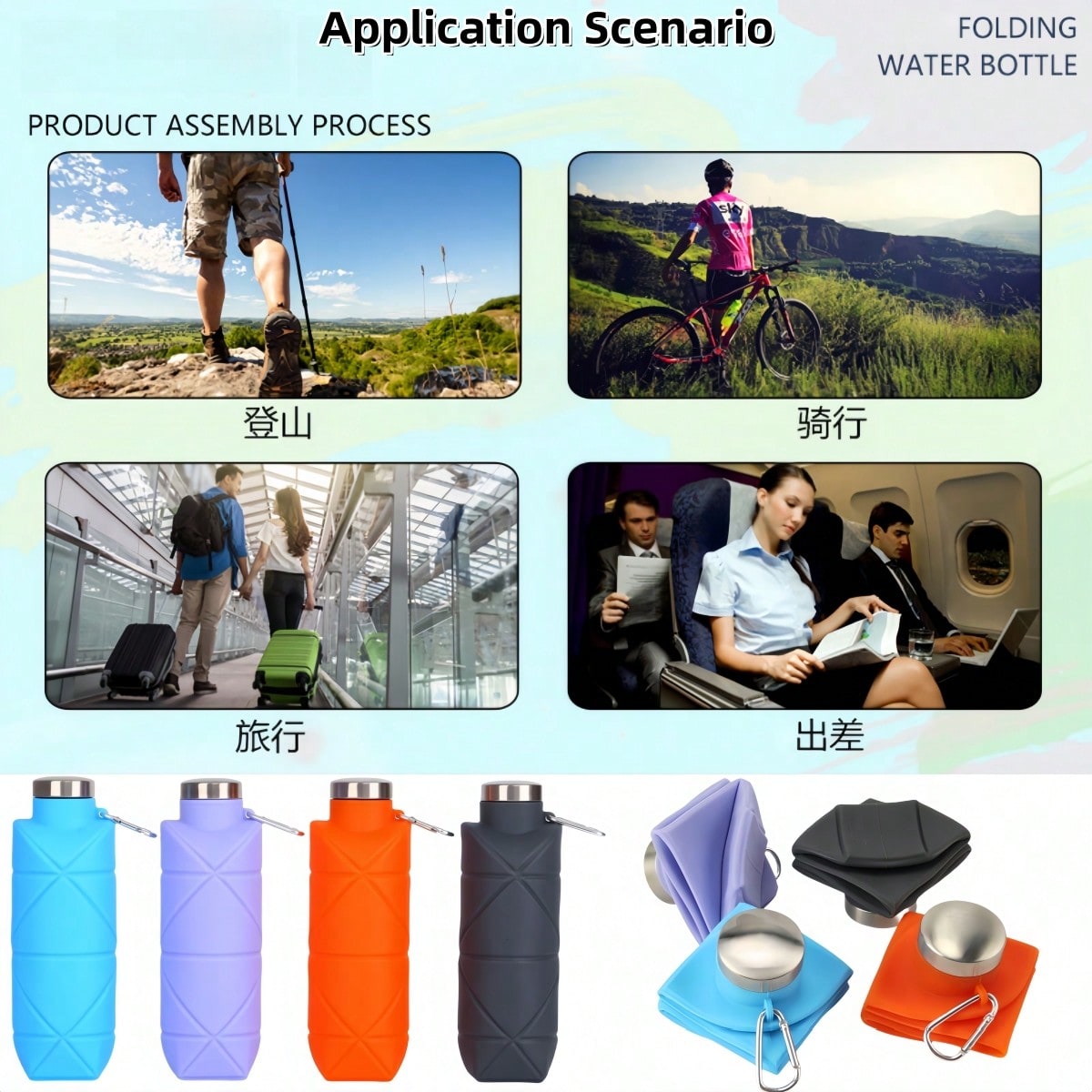 700ml Large Capacity Foldable Water Bottle, Outdoor Creative Silicone Portable Water Jug, Sports Water Bottle, Diamond Shaped Collapsible Water Bottle, Suitable For Travel, Sports, Picnic And School - Image 6