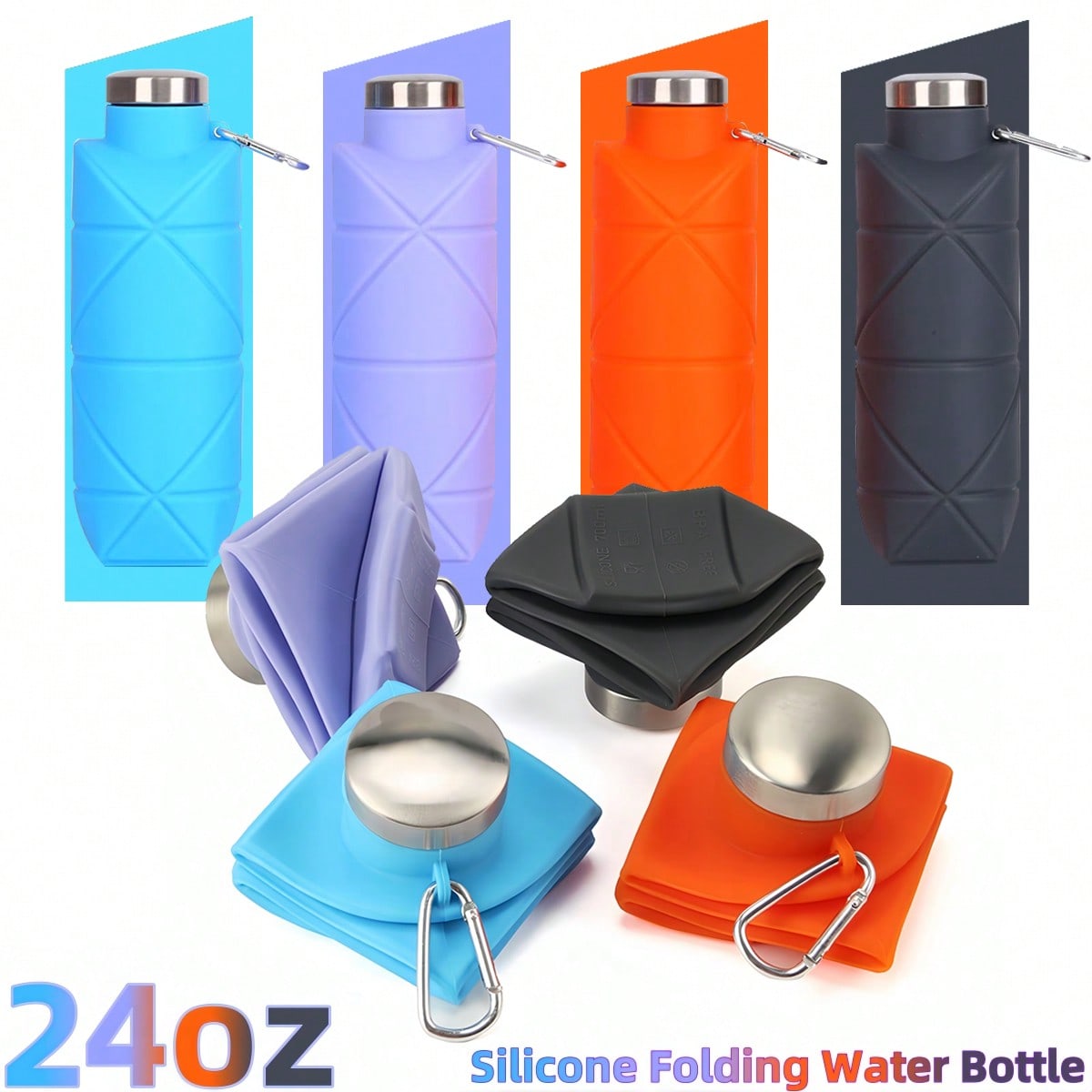 700ml Large Capacity Foldable Water Bottle, Outdoor Creative Silicone Portable Water Jug, Sports Water Bottle, Diamond Shaped Collapsible Water Bottle, Suitable For Travel, Sports, Picnic And School - Image 9