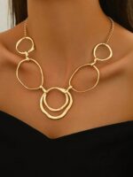 1pc Elegant Minimalist Hollow Circle Pendant Necklace For Women, Suitable For Everyday Wear, Vacation