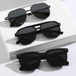 3pcs/Set Modern Minimalist Men's Plastic & Metal Geometric Combo Glasses Sets, Suitable For Outdoor Leisure Activities, Street Photography, Holiday Gifts, Vacation Outfits, Also Suitable For Summer Beach Vacation, Outdoor Activities And Travel