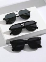 3pcs/Set Modern Minimalist Men's Plastic & Metal Geometric Combo Glasses Sets, Suitable For Outdoor Leisure Activities, Street Photography, Holiday Gifts, Vacation Outfits, Also Suitable For Summer Beach Vacation, Outdoor Activities And Travel