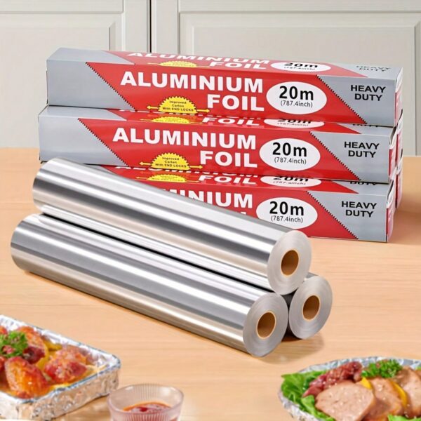 1 Roll 20M Heavy Duty Aluminum Foil - Durable Non-Stick, Suitable For Baking, Grilling And Oven, Ideal For Holiday Cooking And Baking, Food Contact Material, Essential For Holiday Cooking | Heavy Duty Aluminum Foil | Non-Stick Surface, Aluminum Foil Roll
