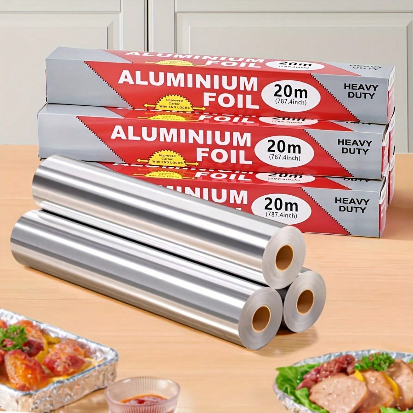 1 Roll 20M Heavy Duty Aluminum Foil - Durable Non-Stick, Suitable For Baking, Grilling And Oven, Ideal For Holiday Cooking And Baking, Food Contact Material, Essential For Holiday Cooking | Heavy Duty Aluminum Foil | Non-Stick Surface, Aluminum Foil Roll - Image 1