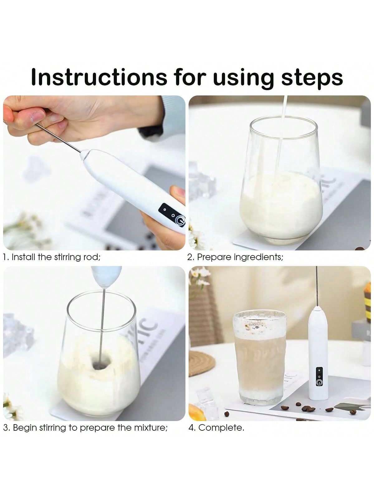 Handheld Electric Milk Frother, Portable USB Rechargeable Milk Foamer, 3 Speed Settings, Suitable For Matcha, Cappuccino, Eggs And More, Great Gift For Women, Coffee Lovers And Homemakers, Practical Barista Set - Image 7
