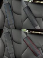 Car Seat Belt Shoulder Pad, Embossed Fiber & PU Leather, Universal Car Seat Belt Shoulder Pad, Suitable For All Year Round,Car Accessories