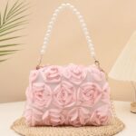 1pc Elegant 3D Rose Flower Shoulder Bag, Metal Chain Crossbody Bag, Faux Pearl Handbag, Women's Party Dress, Party Bag, Holiday Party Dress, Valentine's Gift, Bridal Bag, Bridesmaid Bag, Suitable For Party, Date, Wedding, Evening (Pattern Random) 1pc Fashionable Floral Handbag, Pearl Decor Chain Shoulder Bag, Floral Fabric, New Summer Fashion Women Bag, Versatile Crossbody Bag, Shoulder Bag, Lightweight Clutch Suitable For Party, Nightclub, Shopping, Date ,Wedding , Pink , Valentines Gifts, Pearl Bag, Party Bags, Wedding Items, Lace