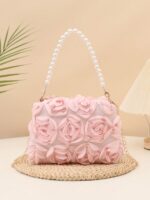 1pc Elegant 3D Rose Flower Shoulder Bag, Metal Chain Crossbody Bag, Faux Pearl Handbag, Women's Party Dress, Party Bag, Holiday Party Dress, Valentine's Gift, Bridal Bag, Bridesmaid Bag, Suitable For Party, Date, Wedding, Evening (Pattern Random) 1pc Fashionable Floral Handbag, Pearl Decor Chain Shoulder Bag, Floral Fabric, New Summer Fashion Women Bag, Versatile Crossbody Bag, Shoulder Bag, Lightweight Clutch Suitable For Party, Nightclub, Shopping, Date ,Wedding , Pink , Valentines Gifts, Pearl Bag, Party Bags, Wedding Items, Lace