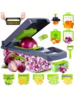 16-In-1 Multi-Functional Vegetable Chopper With Handle - Includes Grater, Slicer And Dicer | Suitable For Slicing Fruits, Onions, Carrots, Potatoes And More | Comes With Storage Box, An Ideal Christmas Gift